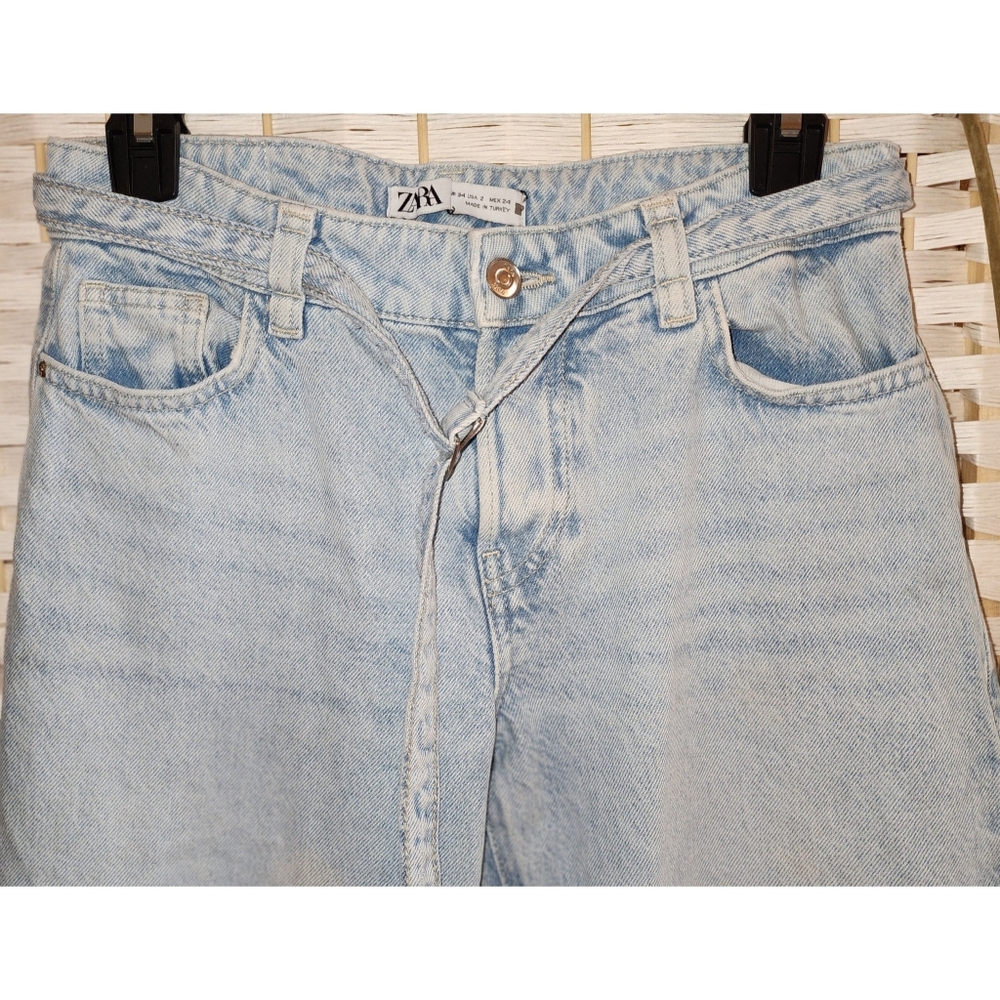 Zara Women's Light Wash Cropped Wide Leg Jeans ZARA'S Size 2 - Picture 3 of 8